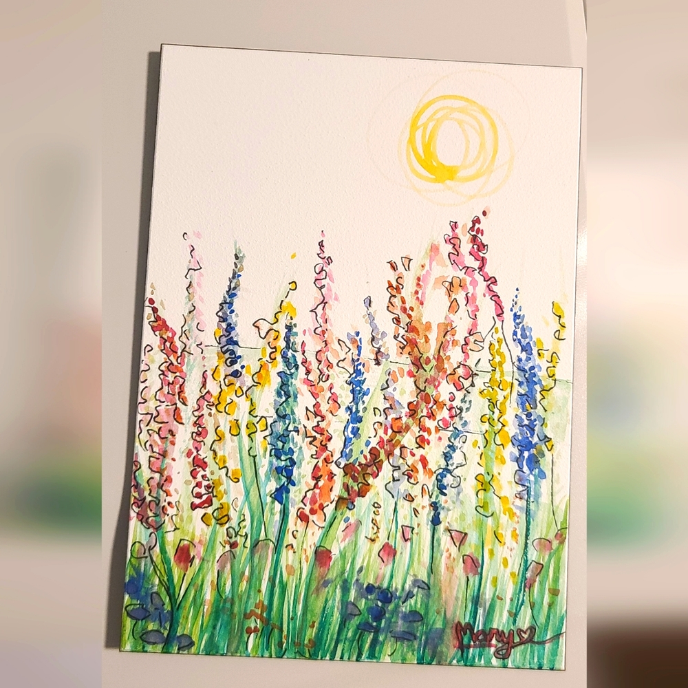 Abstract watercolor flower painting